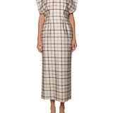 Brandon Maxwell Keaton Exaggerated Shoulder Dress - Vermillion