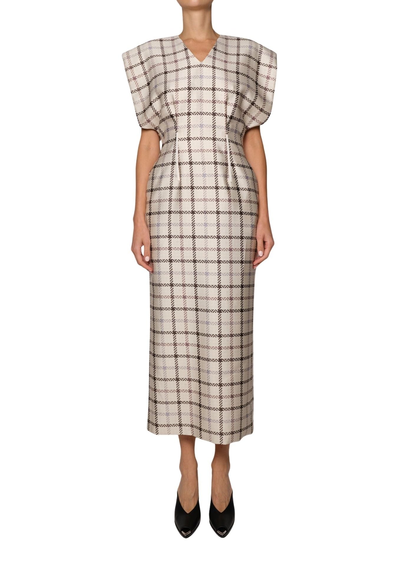 Brandon Maxwell Keaton Exaggerated Shoulder Dress - Vermillion