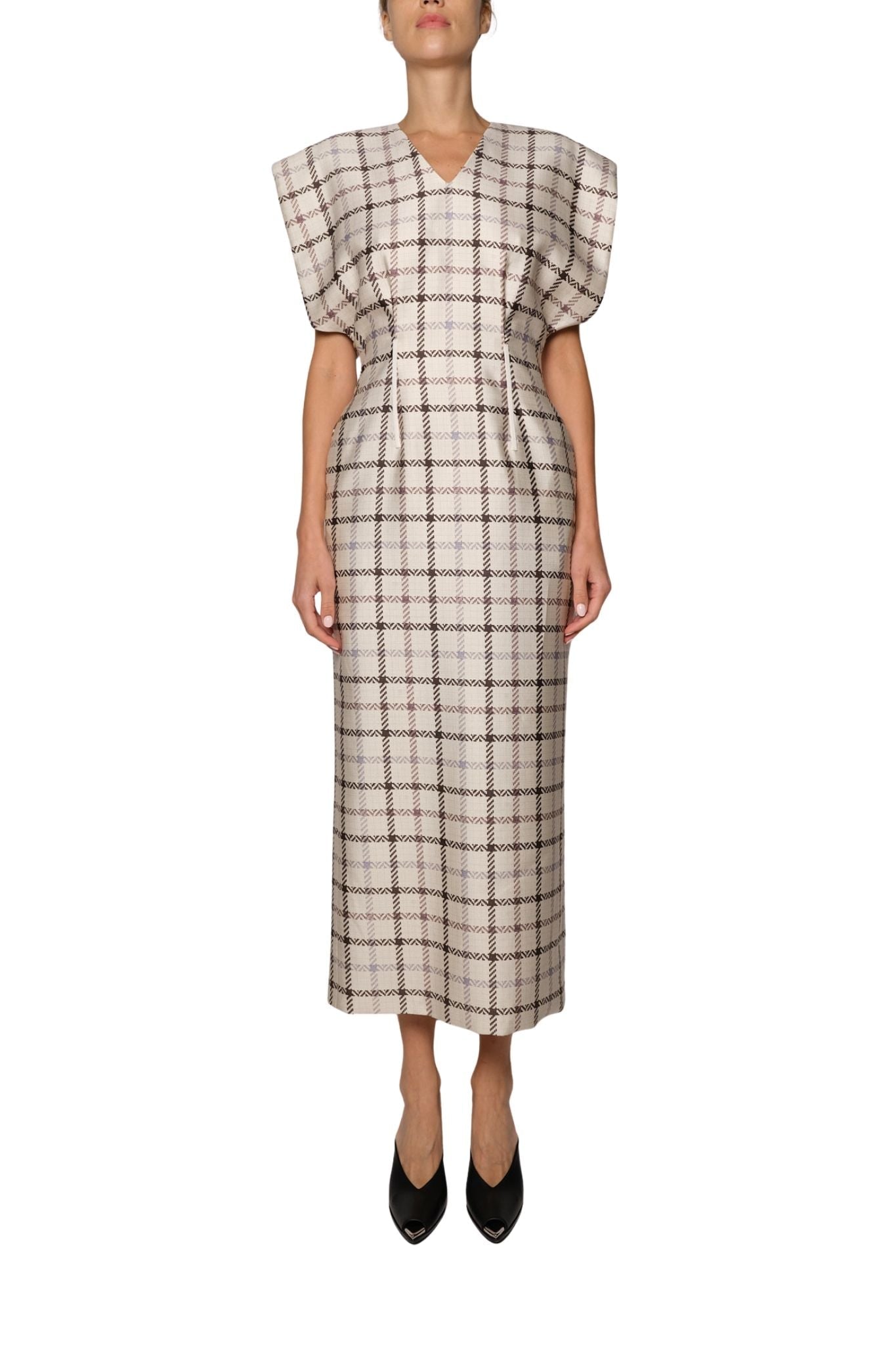 Brandon Maxwell Keaton Exaggerated Shoulder Dress - Vermillion