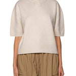 Brandon Maxwell Kinley Cropped Henley - Vermillion
