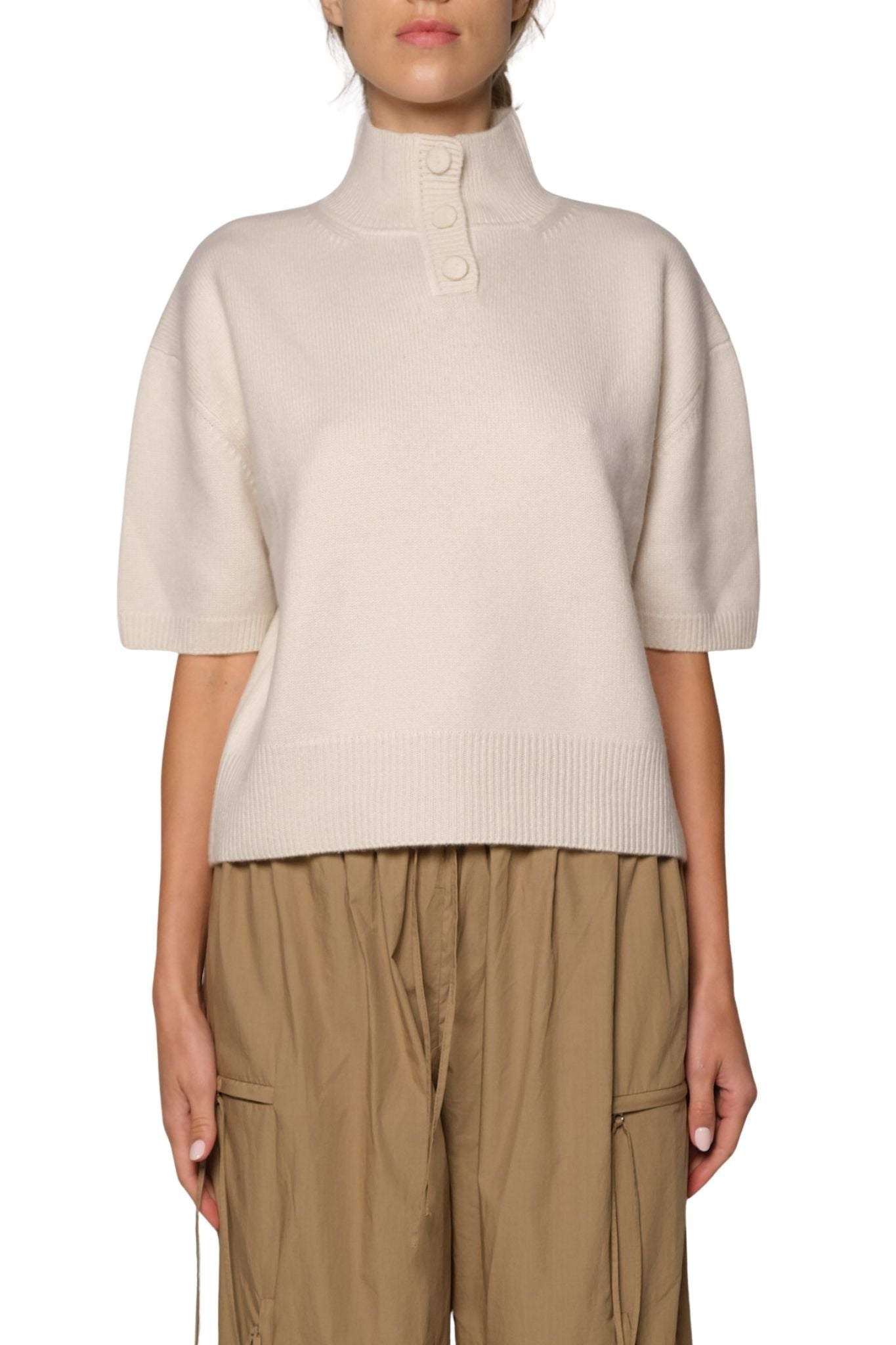 Brandon Maxwell Kinley Cropped Henley - Vermillion
