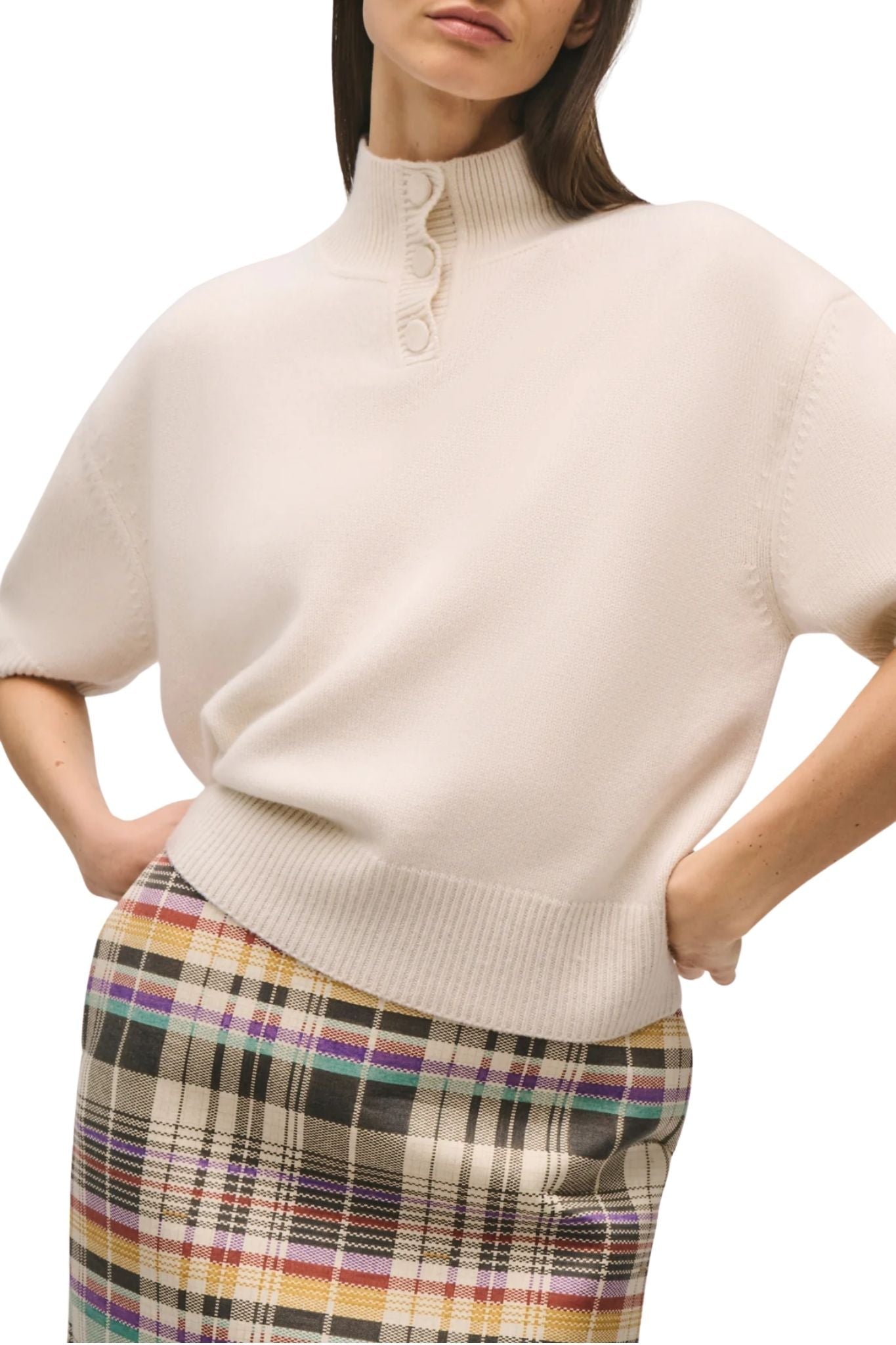 Brandon Maxwell Kinley Cropped Henley - Vermillion