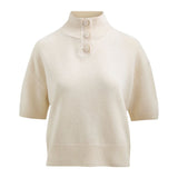 Brandon Maxwell Kinley Cropped Henley - Vermillion