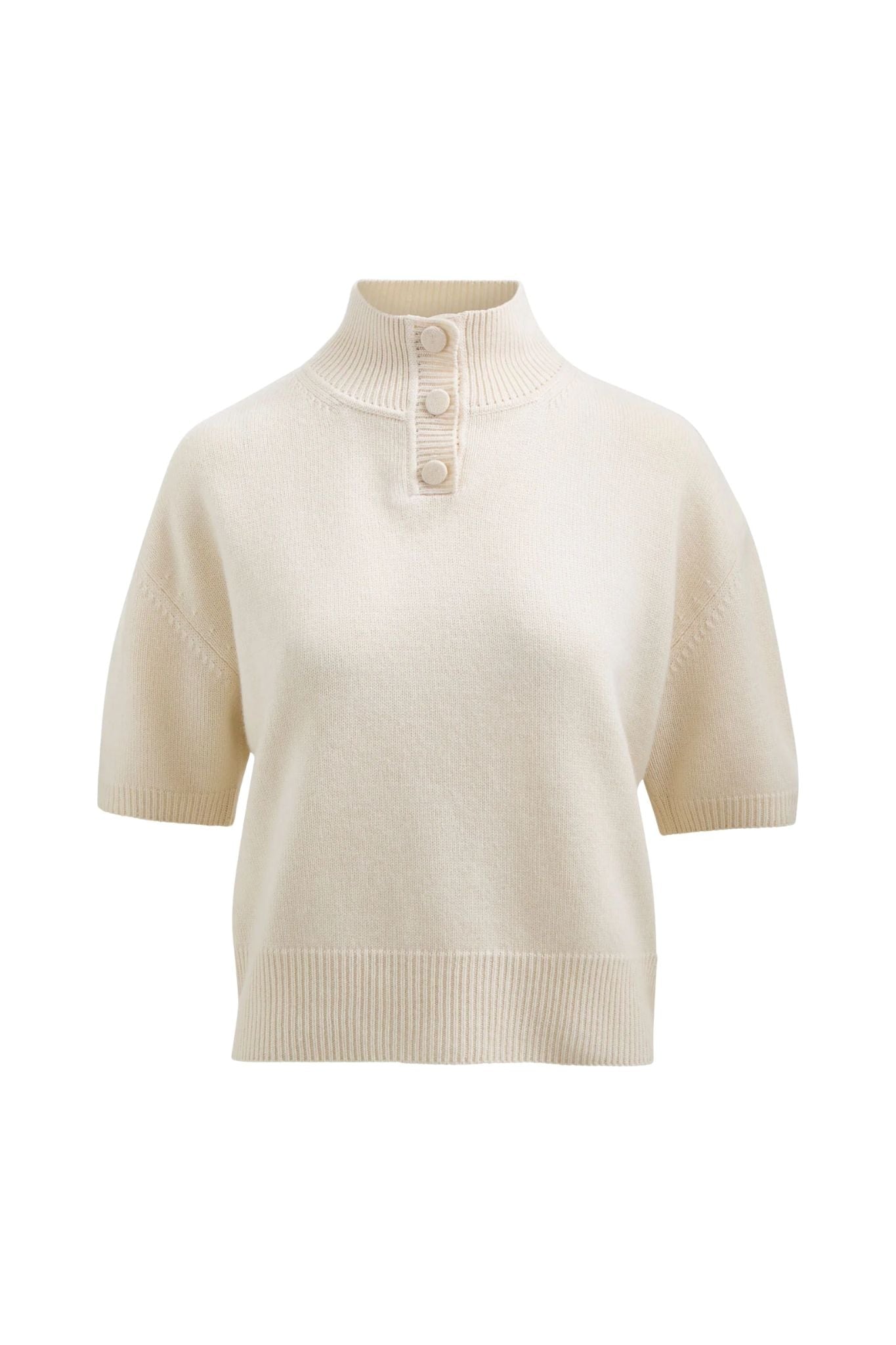Brandon Maxwell Kinley Cropped Henley - Vermillion
