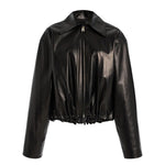 Brandon Maxwell Leland Leather Shirt Jacket - Vermillion