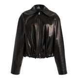 Brandon Maxwell Leland Leather Shirt Jacket - Vermillion