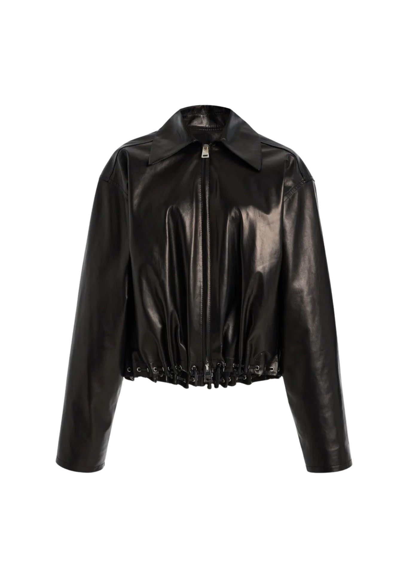 Brandon Maxwell Leland Leather Shirt Jacket - Vermillion