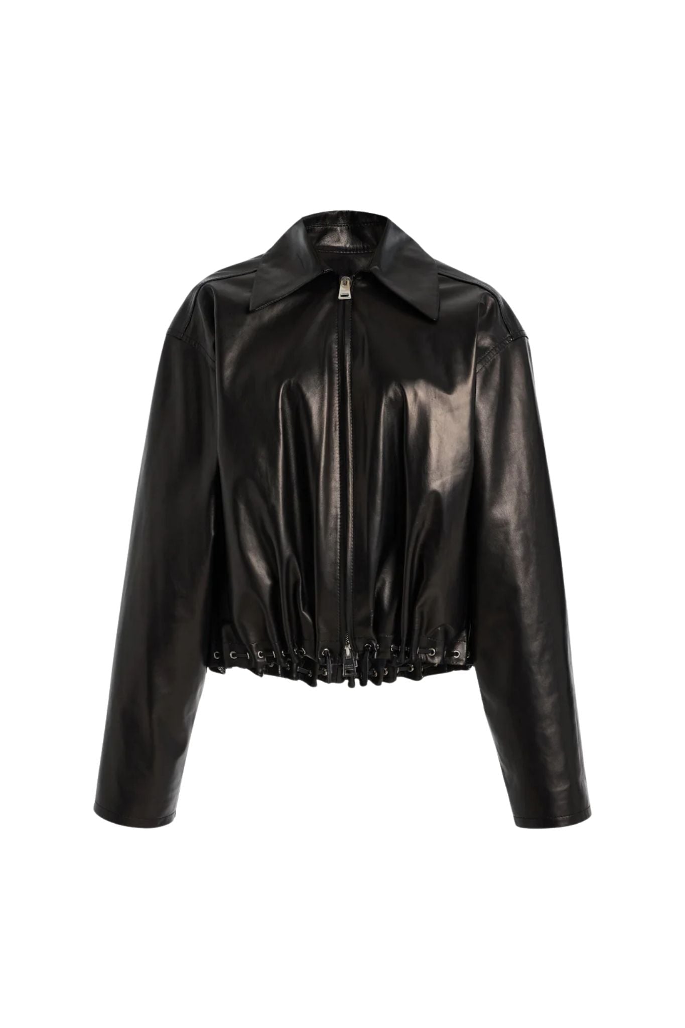 Brandon Maxwell Leland Leather Shirt Jacket - Vermillion