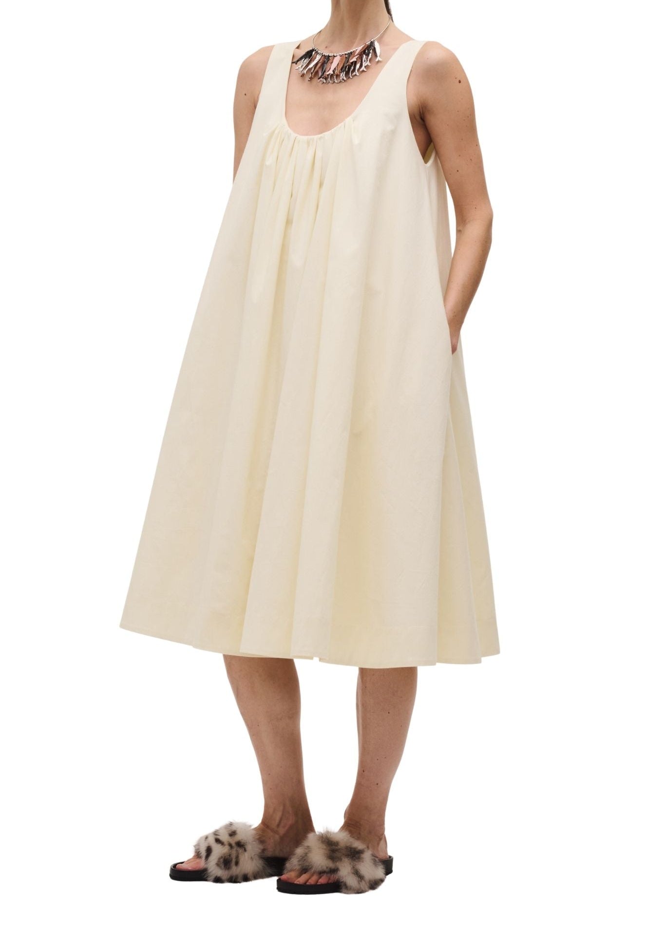 Brandon Maxwell Lennox Scoop Neck Tent Dress - Vermillion