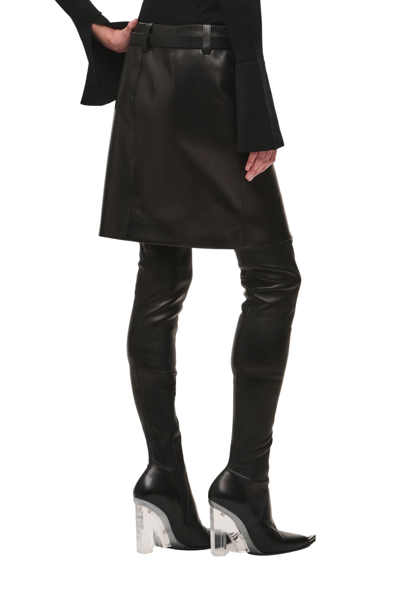 Brandon Maxwell Lex Classic Pencil Skirt w/ Belt Loops - Vermillion