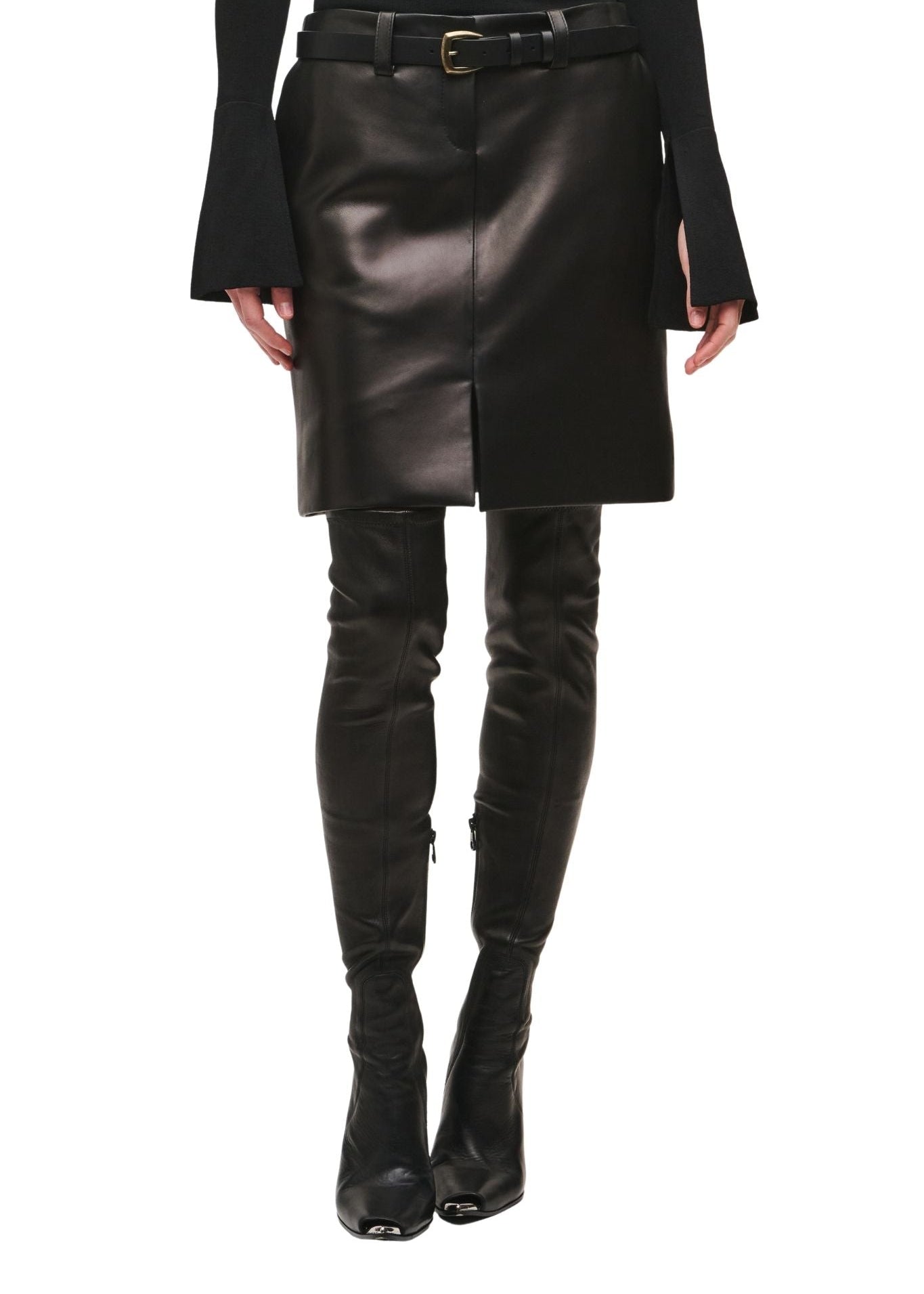 Brandon Maxwell Lex Classic Pencil Skirt w/ Belt Loops - Vermillion