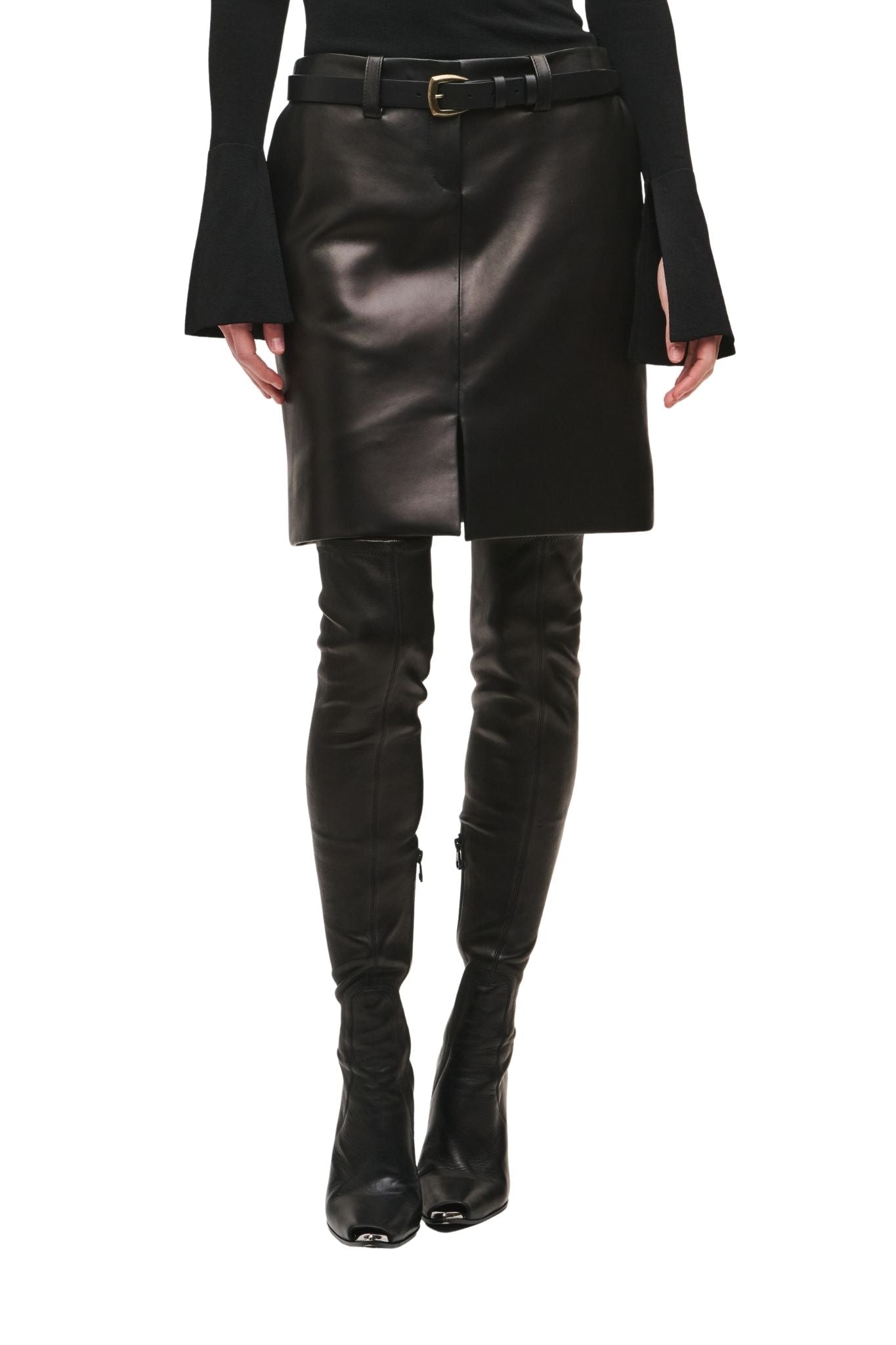 Brandon Maxwell Lex Classic Pencil Skirt w/ Belt Loops - Vermillion