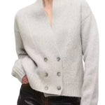 Brandon Maxwell Lowen Knit Double Breasted Shawl Cardigan - Vermillion