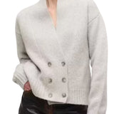 Brandon Maxwell Lowen Knit Double Breasted Shawl Cardigan - Vermillion