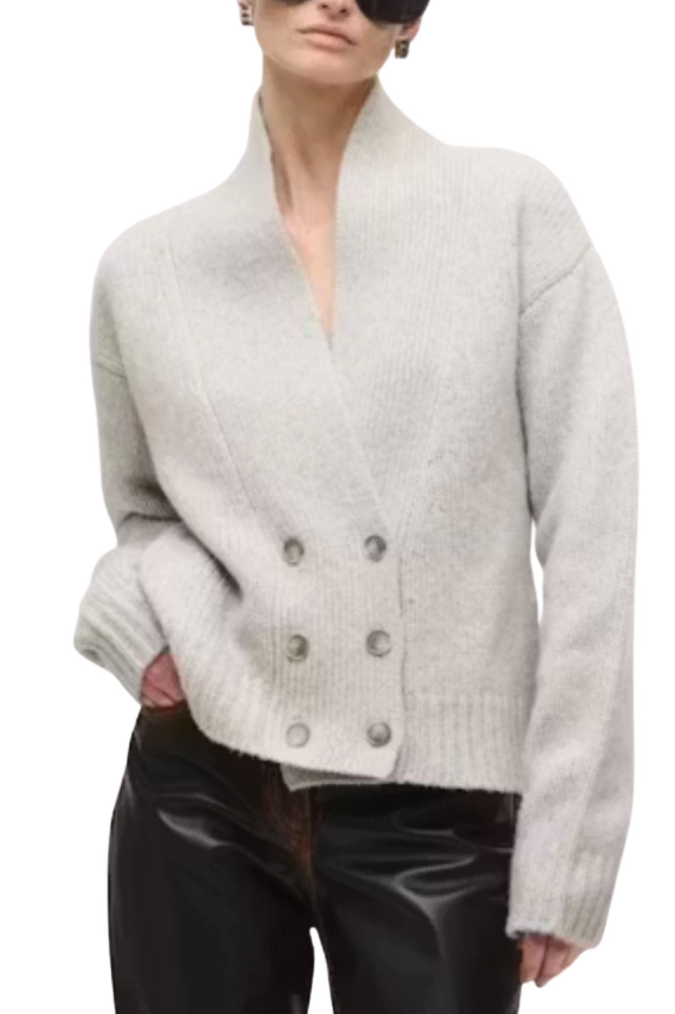 Brandon Maxwell Lowen Knit Double Breasted Shawl Cardigan - Vermillion