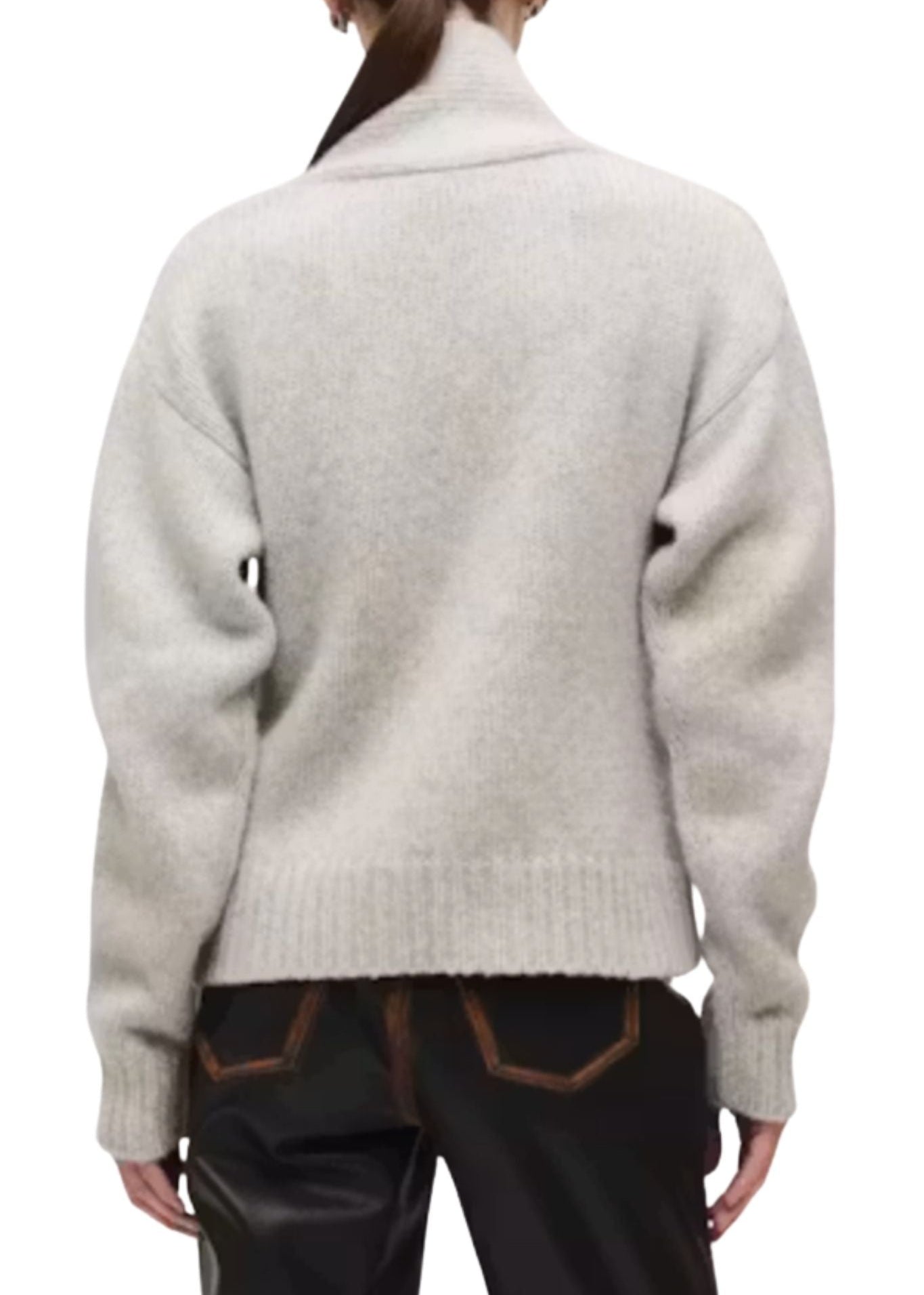 Brandon Maxwell Lowen Knit Double Breasted Shawl Cardigan - Vermillion