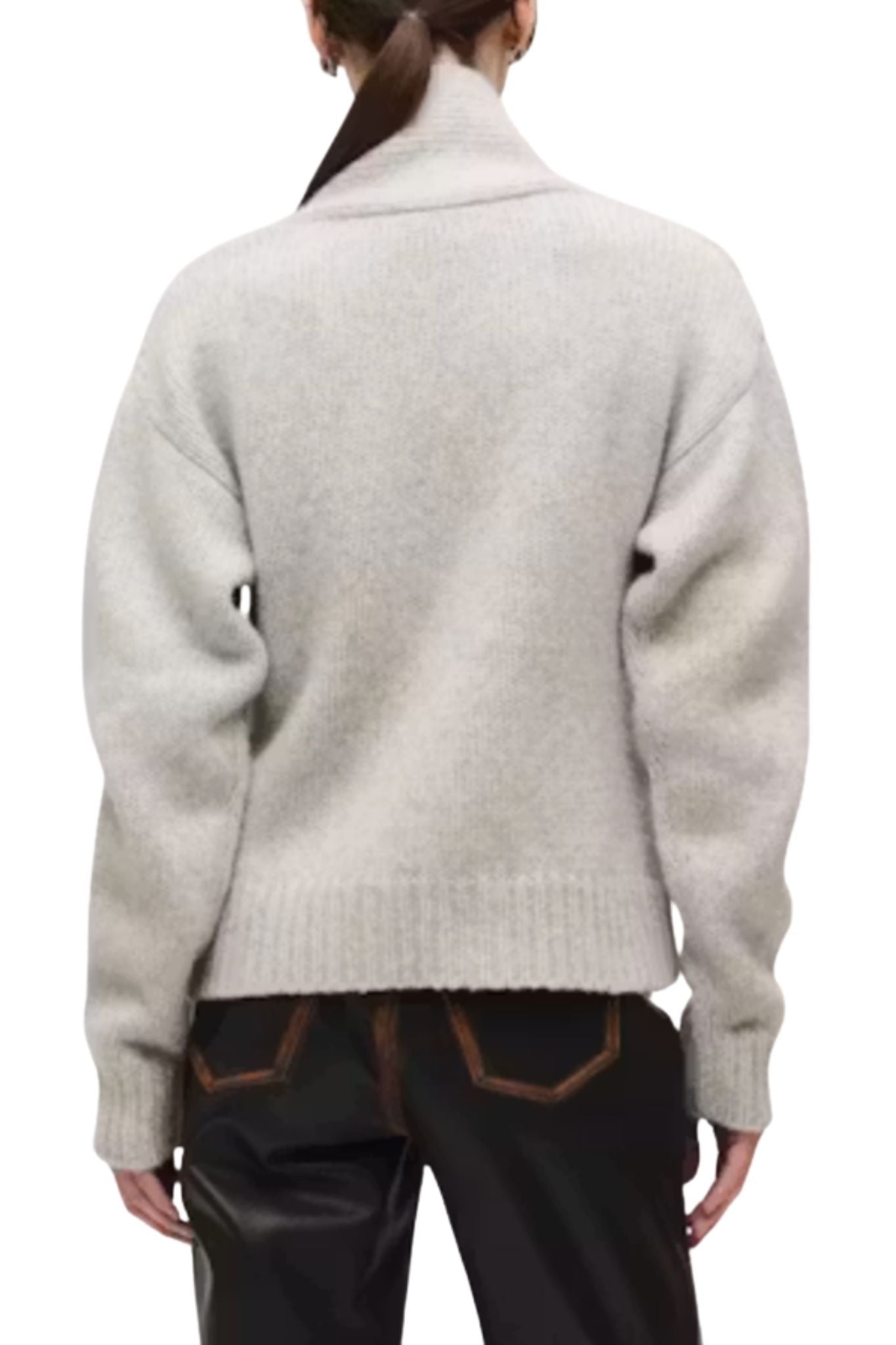 Brandon Maxwell Lowen Knit Double Breasted Shawl Cardigan - Vermillion