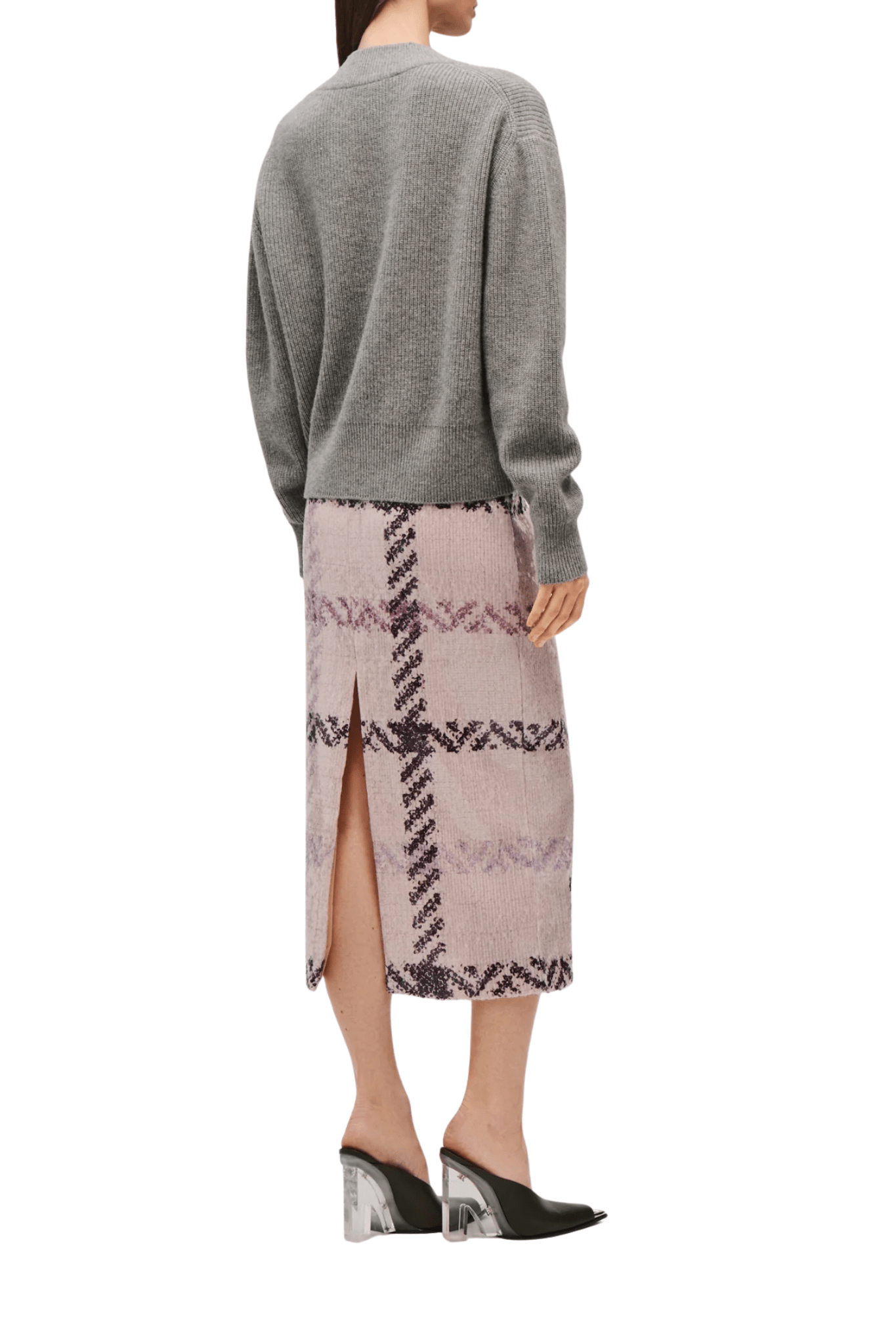 Brandon Maxwell Maris Cashmere English Rib Sweater w/ V-neck - Vermillion