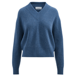 Brandon Maxwell Maris Cashmere English Rib V-neck Sweater - Vermillion
