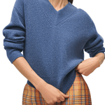 Brandon Maxwell Maris Cashmere English Rib V-neck Sweater - Vermillion