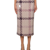 Brandon Maxwell Mercer Paillette Pencil Skirt - Vermillion