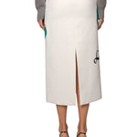 Brandon Maxwell Mercer Pencil Skirt with Tiger Graphic - Vermillion