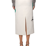 Brandon Maxwell Mercer Pencil Skirt with Tiger Graphic - Vermillion