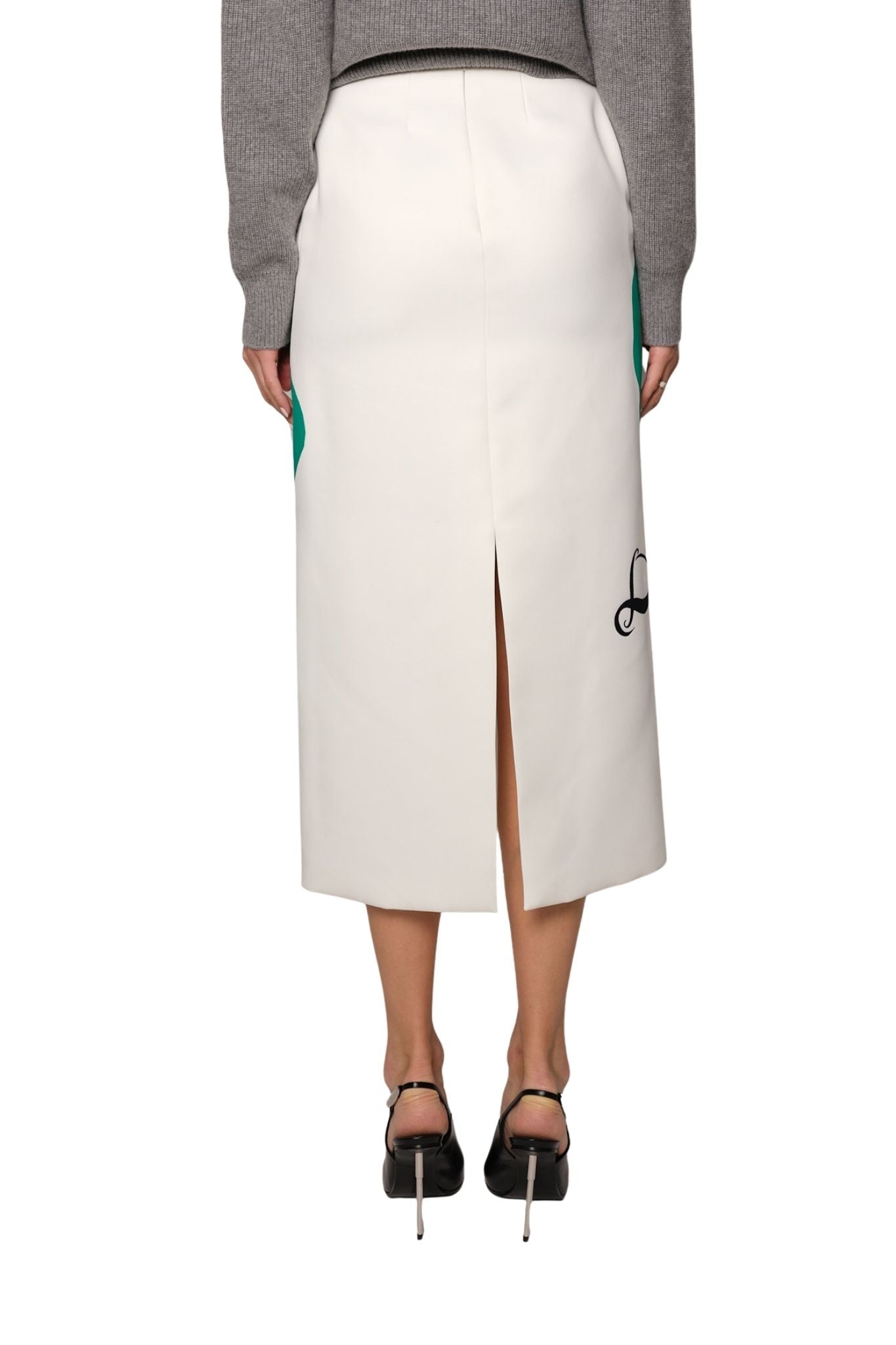 Brandon Maxwell Mercer Pencil Skirt with Tiger Graphic - Vermillion