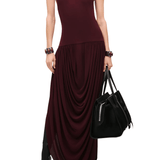 Brandon Maxwell Mila One Shoulder Dress w/ Draped Skirt - Vermillion