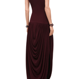 Brandon Maxwell Mila One Shoulder Dress w/ Draped Skirt - Vermillion
