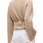 Brandon Maxwell Neal Zip Front Sweater with Tie Belt - Vermillion