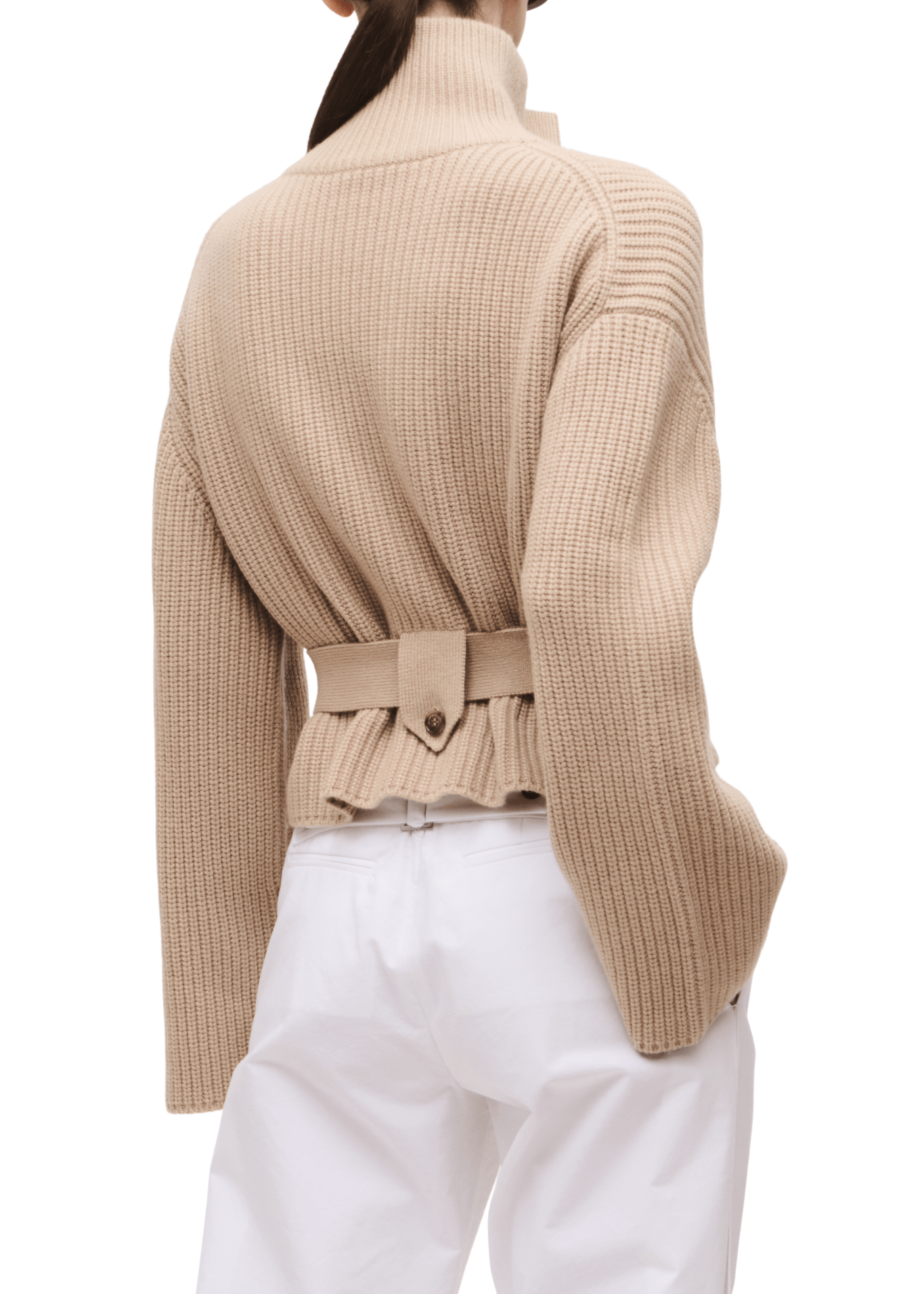 Brandon Maxwell Neal Zip Front Sweater with Tie Belt - Vermillion