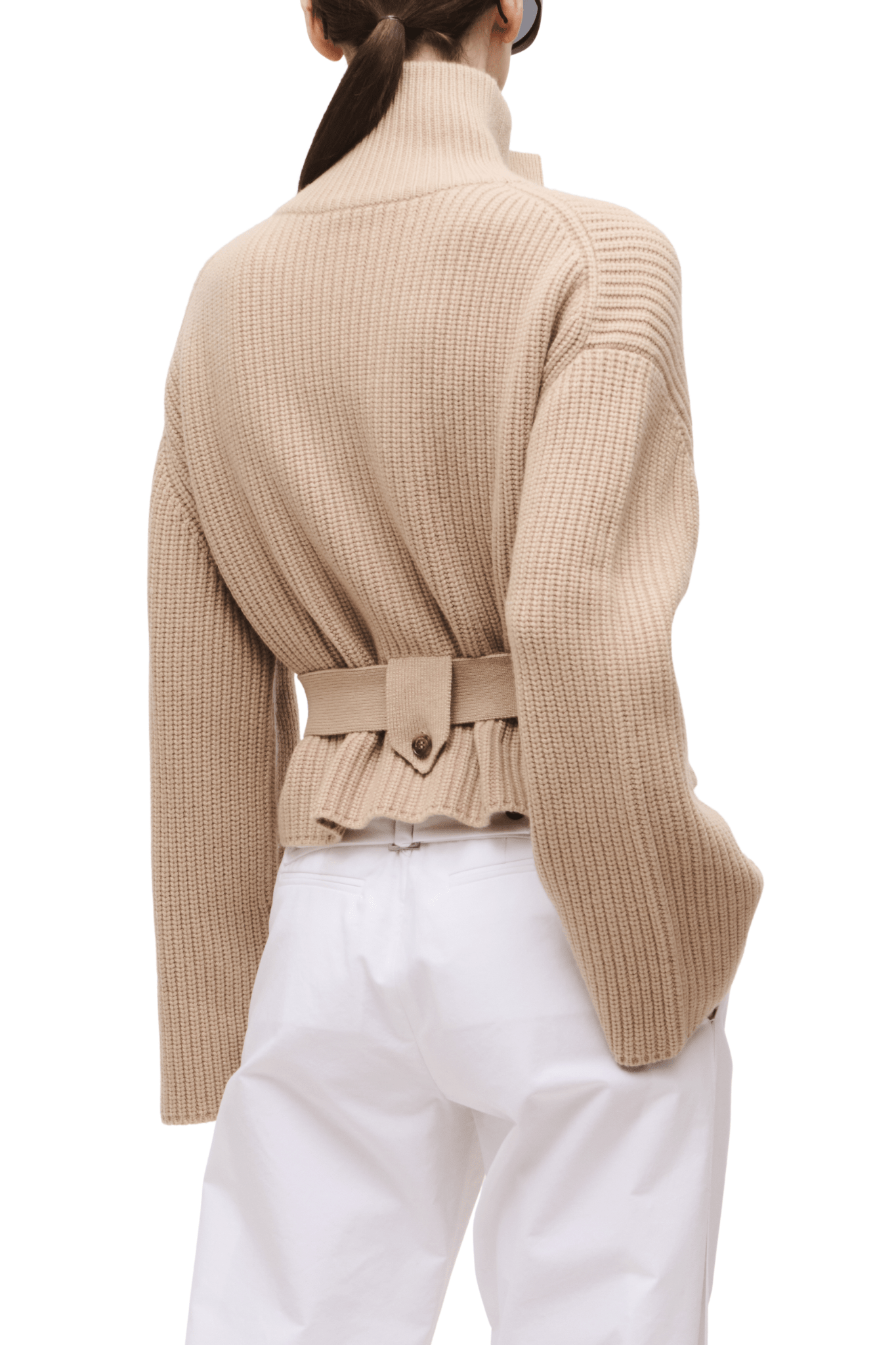 Brandon Maxwell Neal Zip Front Sweater with Tie Belt - Vermillion