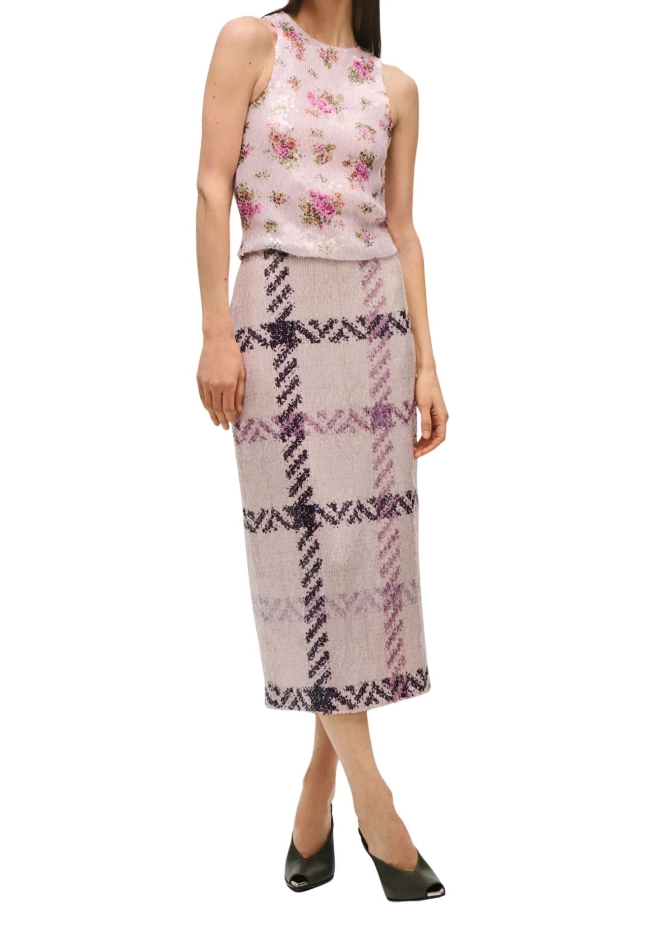 Brandon Maxwell Noemi Paillette Tank - Vermillion