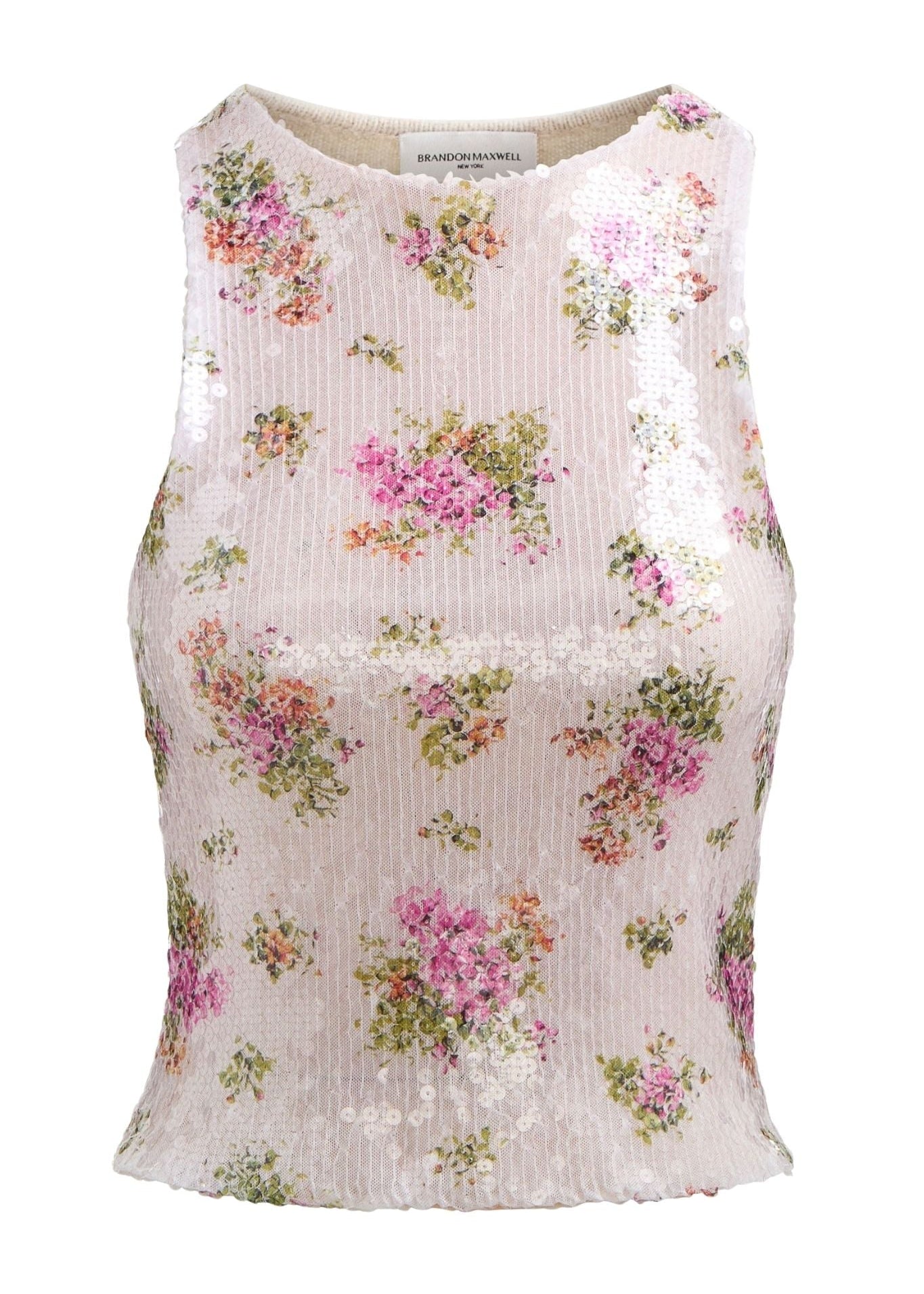 Brandon Maxwell Noemi Paillette Tank - Vermillion