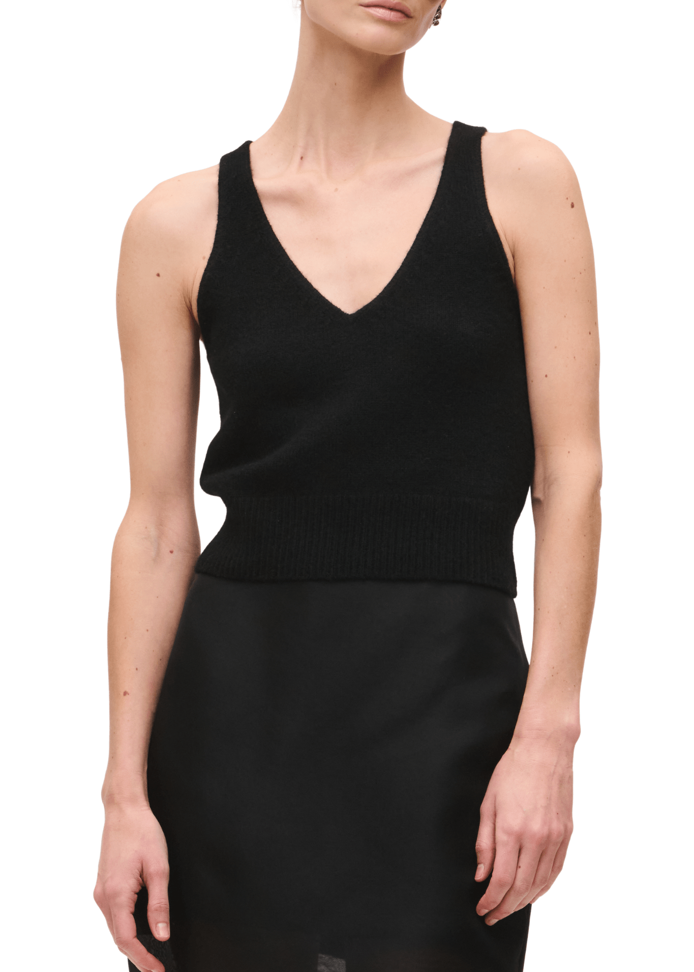 Brandon Maxwell Reese V-Neck Knit Tank - Vermillion