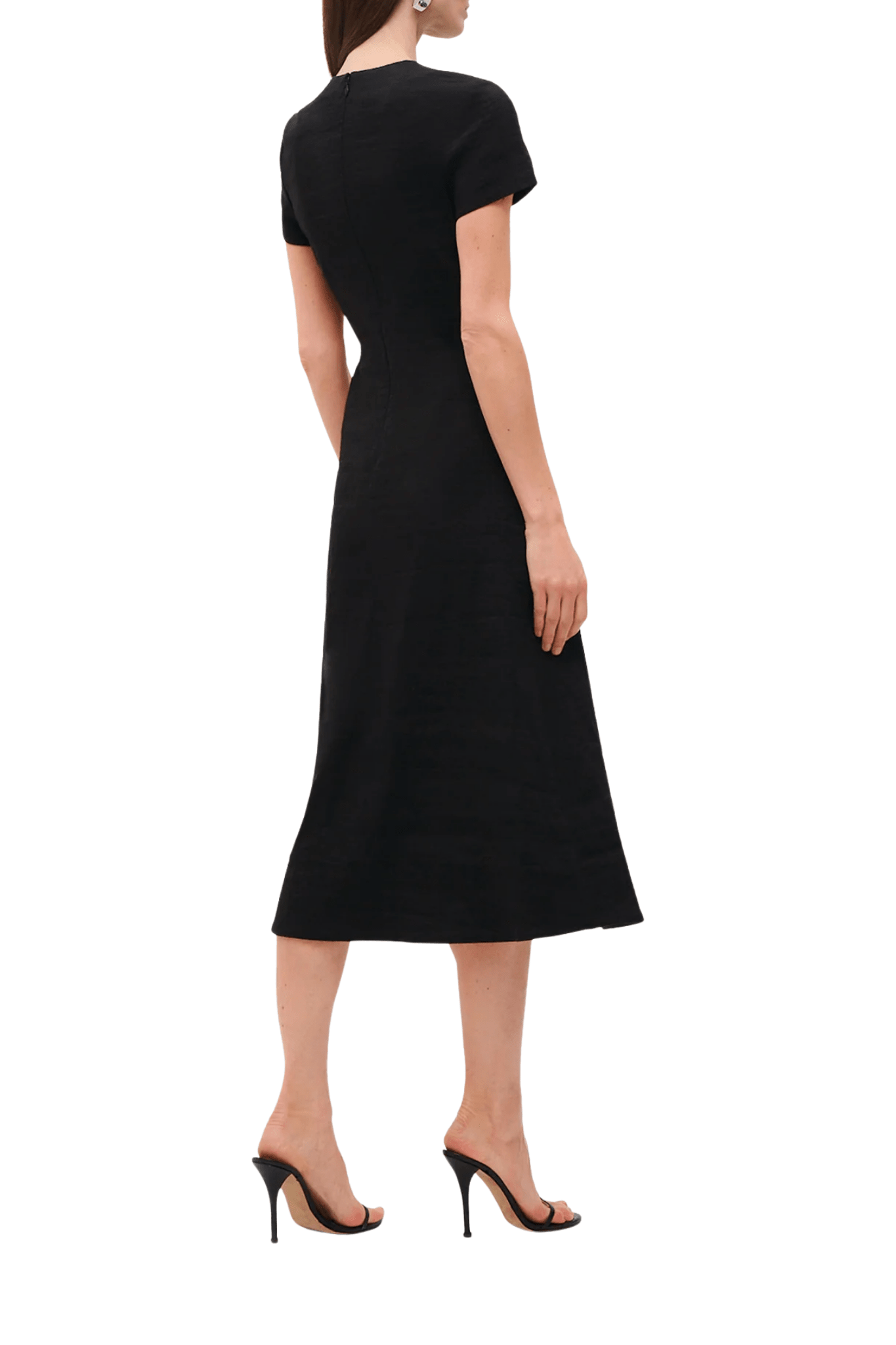 Brandon Maxwell Ridley Short Sleeve Midi Dress - Vermillion