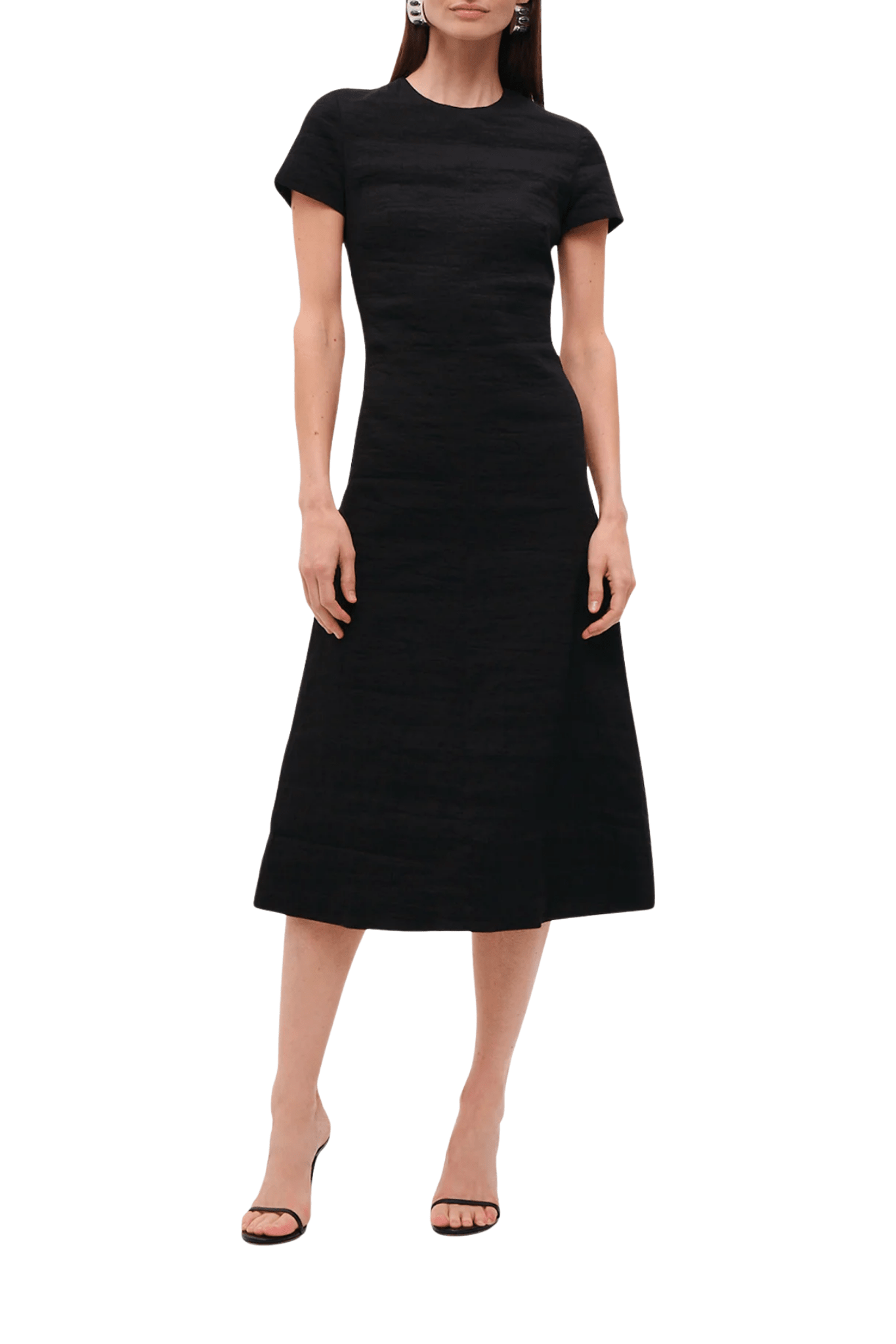 Brandon Maxwell Ridley Short Sleeve Midi Dress - Vermillion