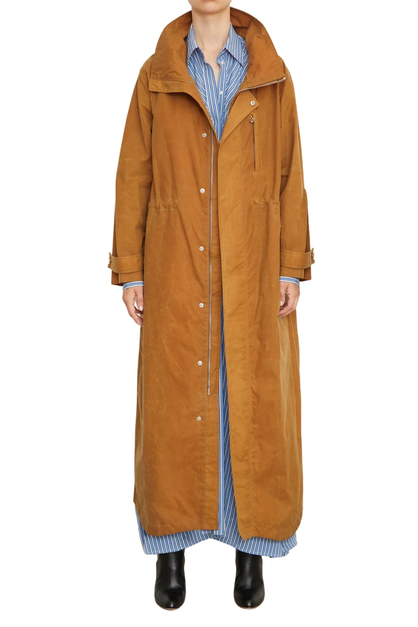 Brandon Maxwell Ripley Cinched Waist Parka - Vermillion