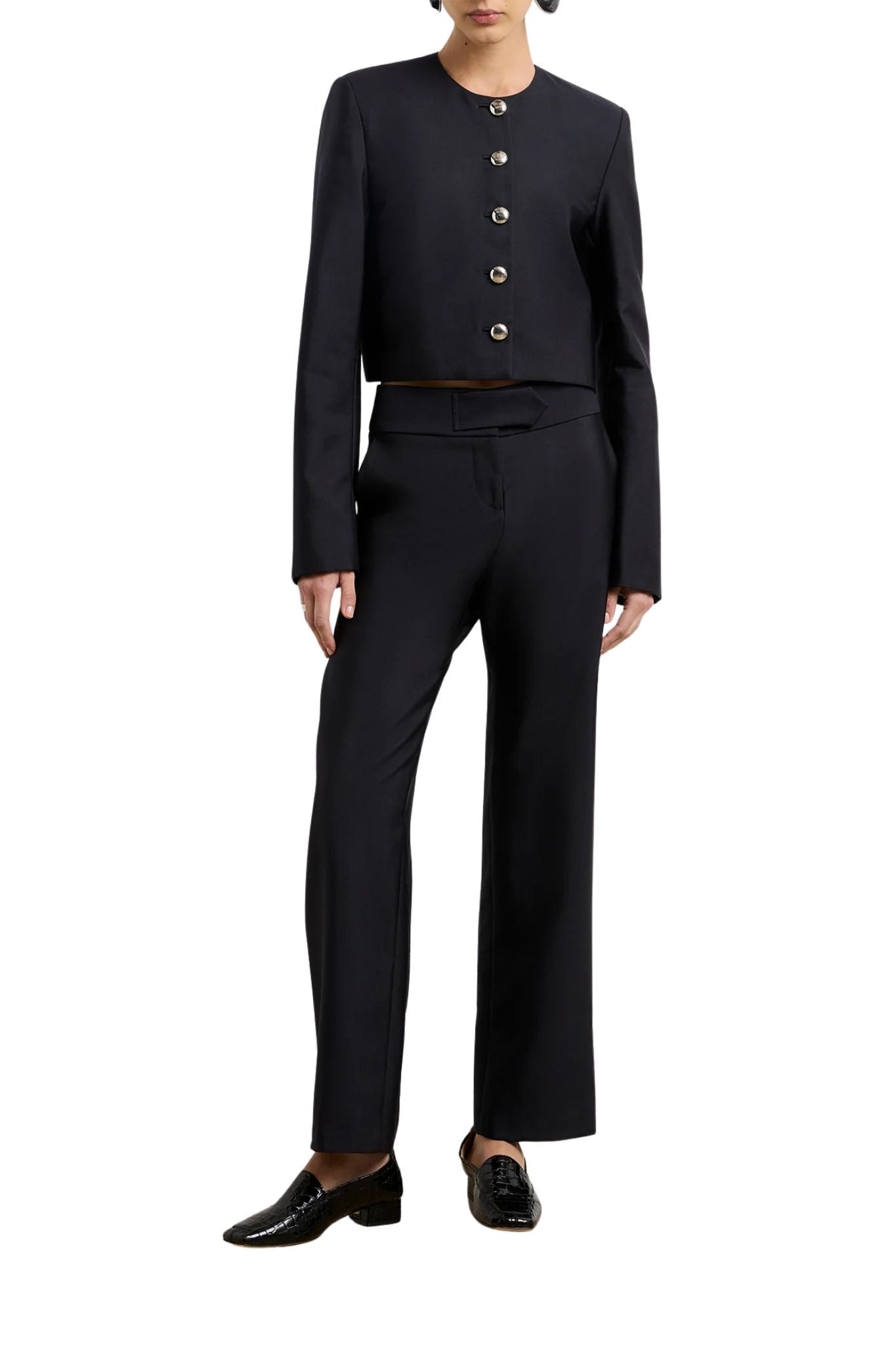 Brandon Maxwell Ryder Crew Neck Single Breasted Box Jacket - Vermillion