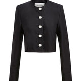 Brandon Maxwell Ryder Crew Neck Single Breasted Box Jacket - Vermillion