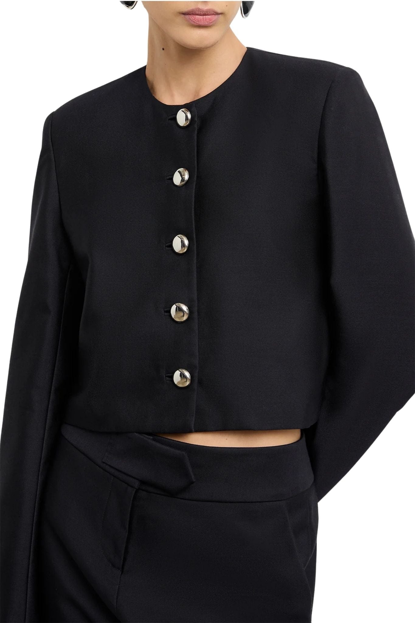 Brandon Maxwell Ryder Crew Neck Single Breasted Box Jacket - Vermillion