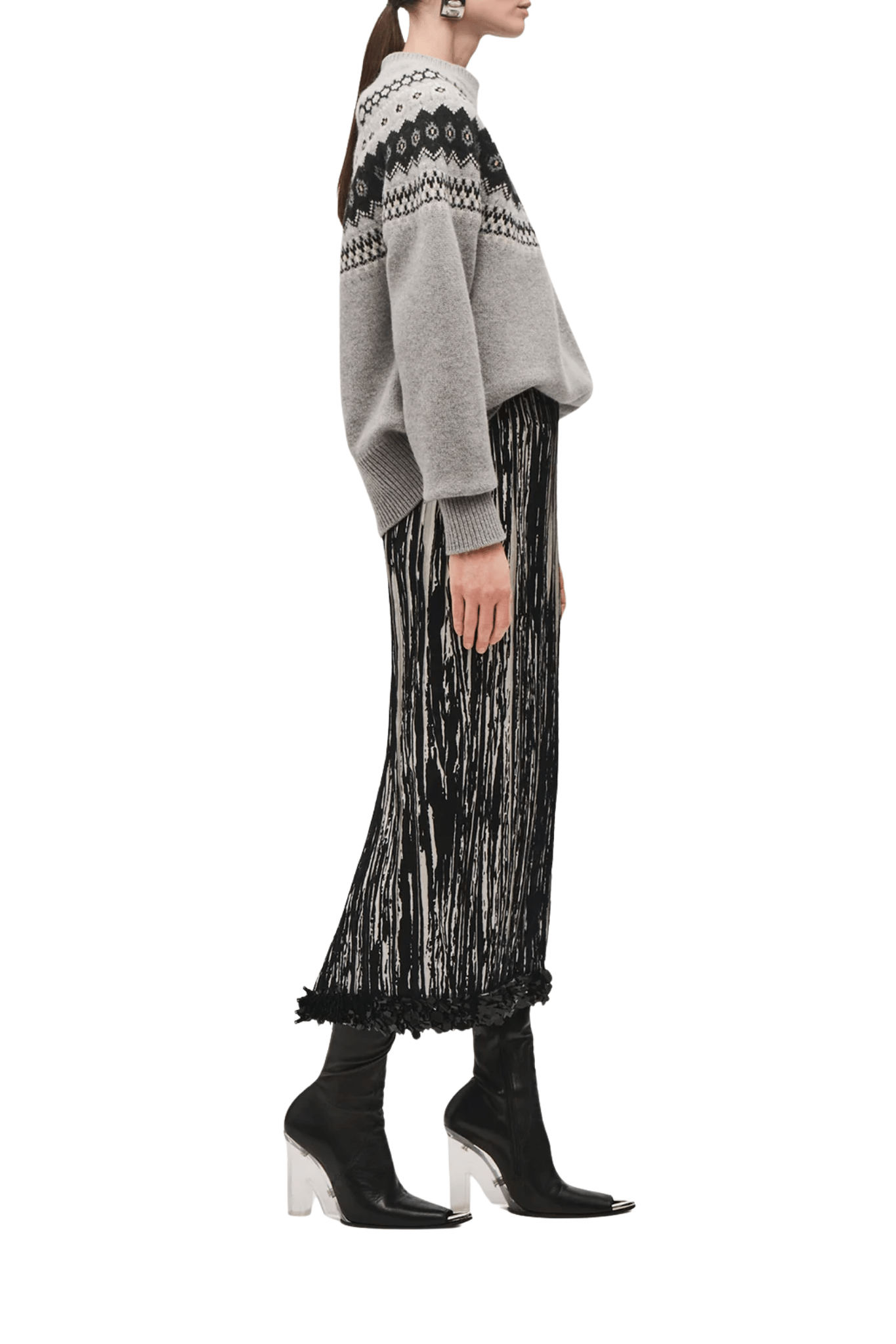 Brandon Maxwell Sinclair Pleated Pencil Skirt - Vermillion