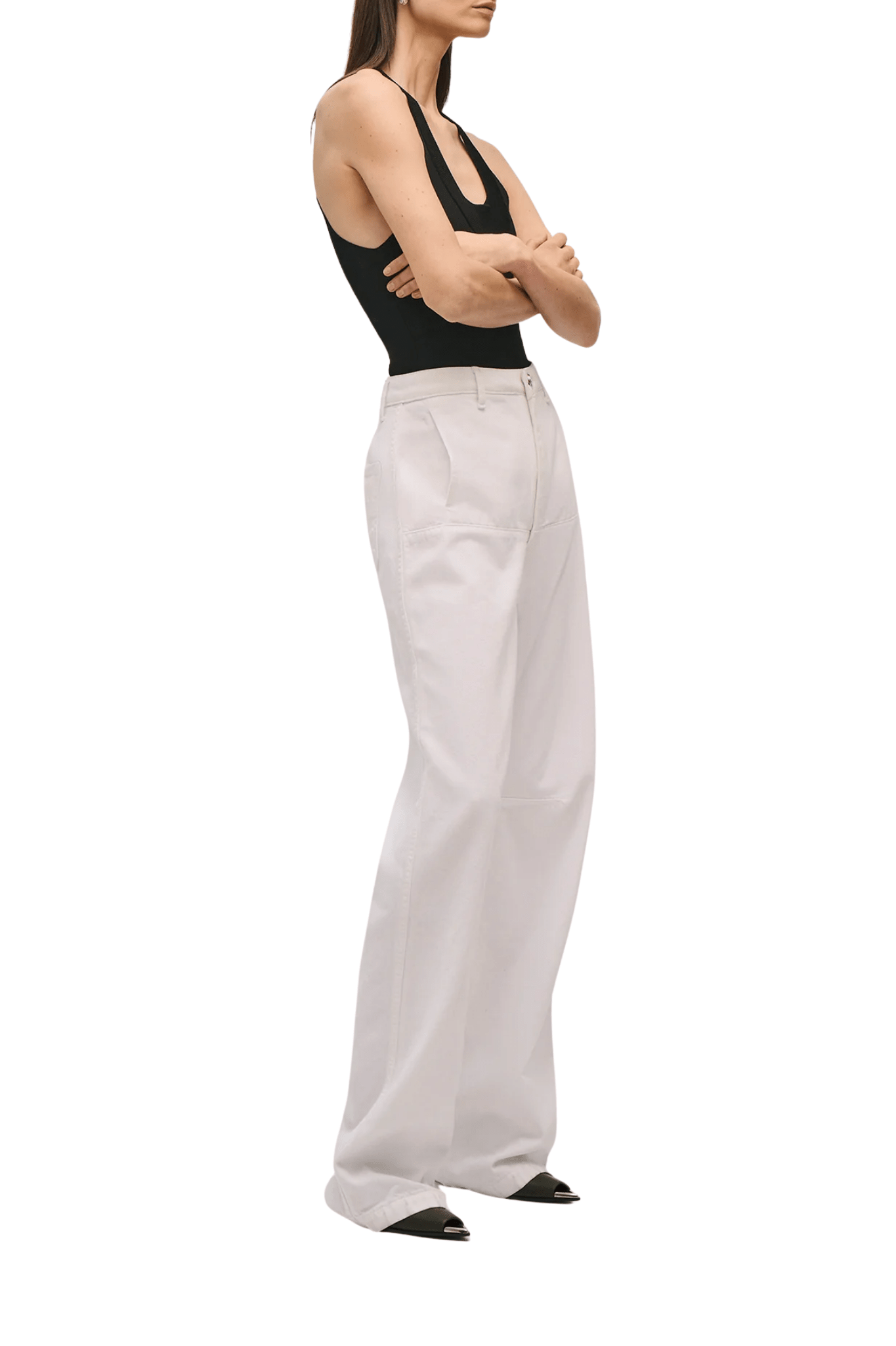 Brandon Maxwell Stevie Wide Leg Jean w/ Cargo Detail - Vermillion