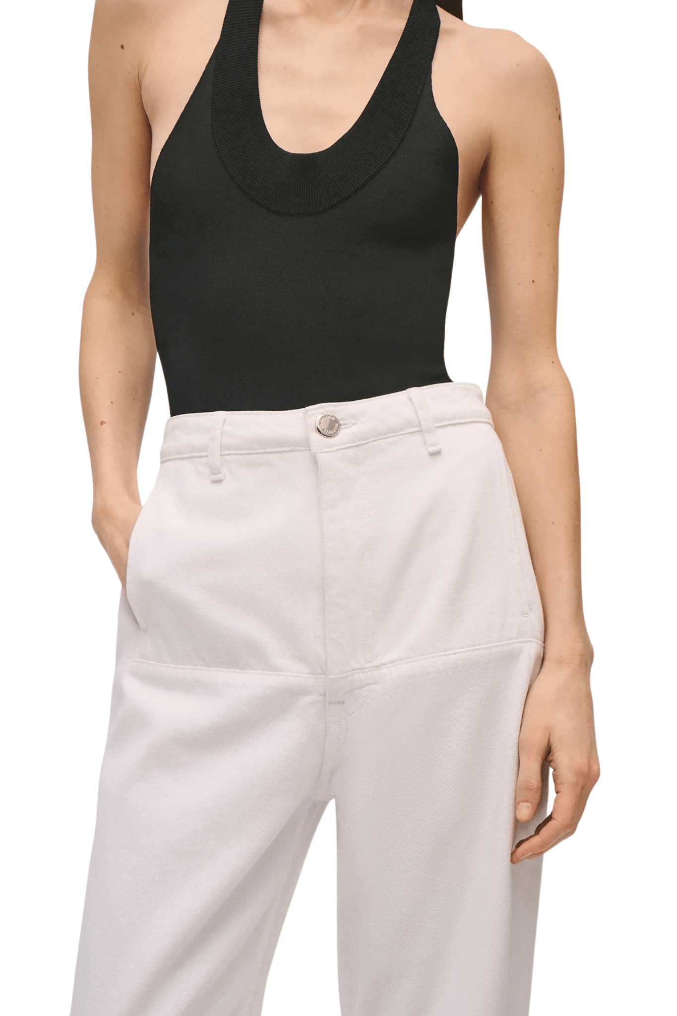 Brandon Maxwell Stevie Wide Leg Jean w/ Cargo Detail - Vermillion