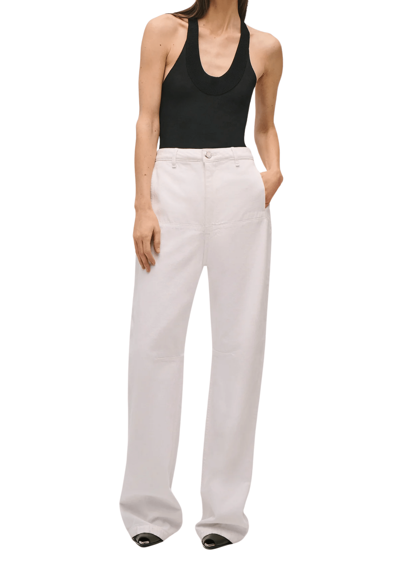 Brandon Maxwell Stevie Wide Leg Jean w/ Cargo Detail - Vermillion