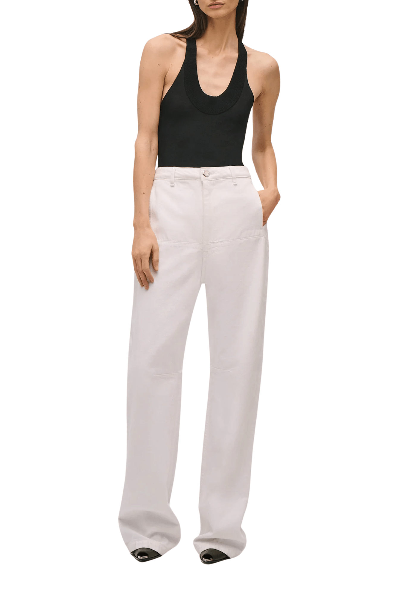 Brandon Maxwell Stevie Wide Leg Jean w/ Cargo Detail - Vermillion