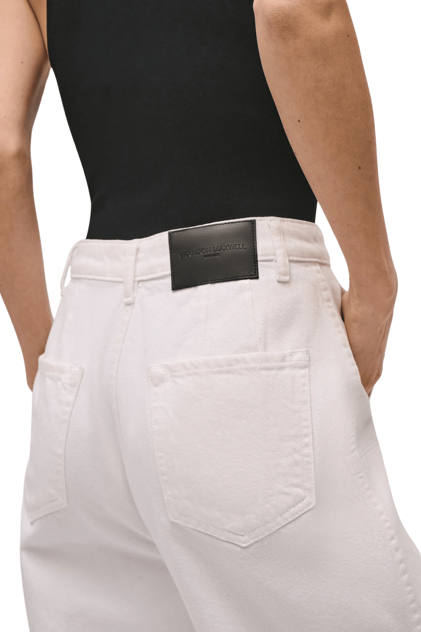 Brandon Maxwell Stevie Wide Leg Jean w/ Cargo Detail - Vermillion