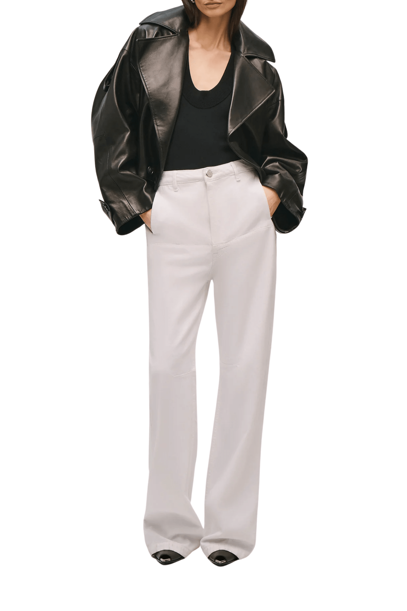 Brandon Maxwell Stevie Wide Leg Jean w/ Cargo Detail - Vermillion