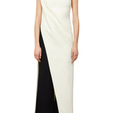 Brandon Maxwell Tate Boat Neck Column Gown Top - Vermillion